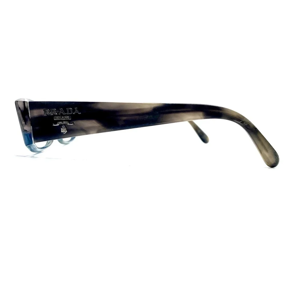Prada Grey Blue Tortoise Horn Rectangular Glasses Italy VPR22M RYO1O1 53 16 135